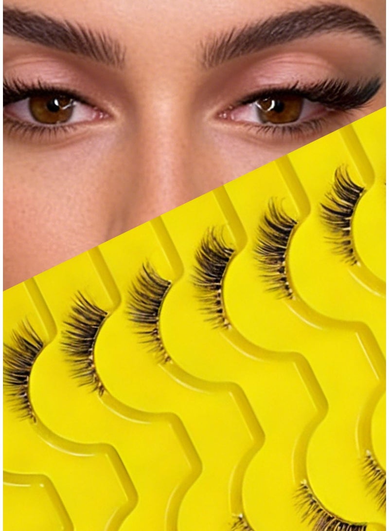 GlamKit 10 Pairs Lightweight Soft-Textured False Lashes, Natural 3D Design for Daily Wear, Reusable (Black) - Image 1